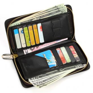 【FREE SHIPPING】JAMAY ZEYLINER Top quality zipper wallet for men cow leather wallet
