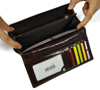 【FREE SHIPPING】LIAMS oil leather long zipper wallet from China