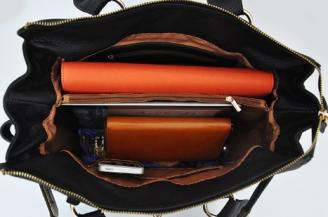 【Free shipping】 Liams newest classic 100% genuine leather shopper tote bag black handbag