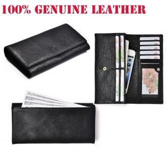 100% genuine leather fashion women long wallet